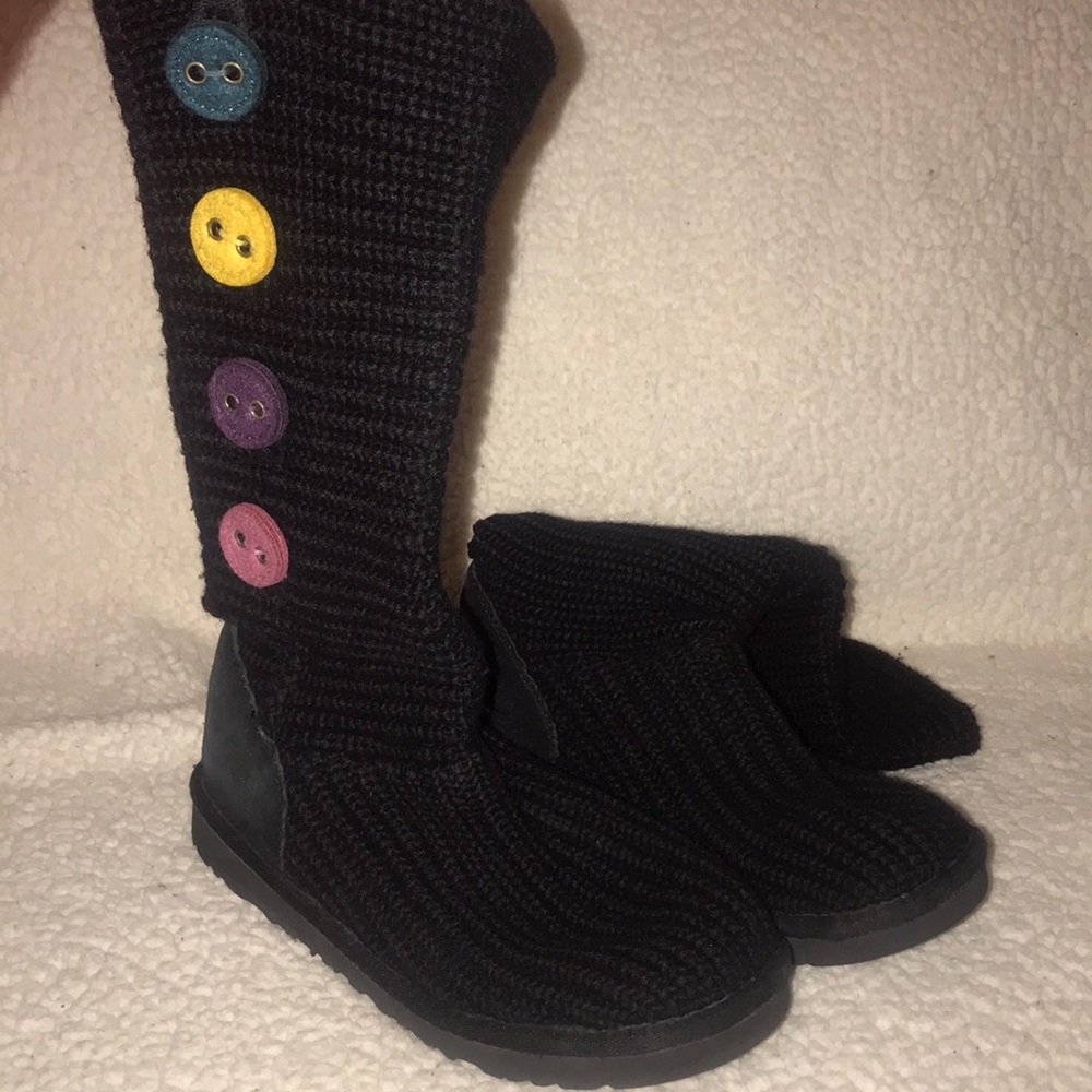 Black Cardy Uggs with Rainbow Buttons
